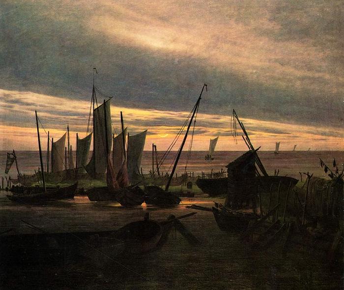 Caspar David Friedrich Schiffe im Hafen am Abend